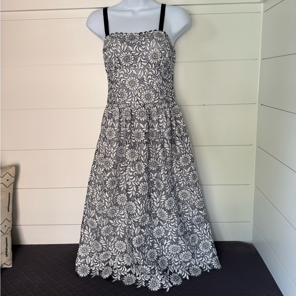 Draper James Navy and White Lace Midi Dress, Women’s 2